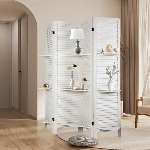 Room Divider with Shelves Freestanding Wood Room Partition Divider - Image 6