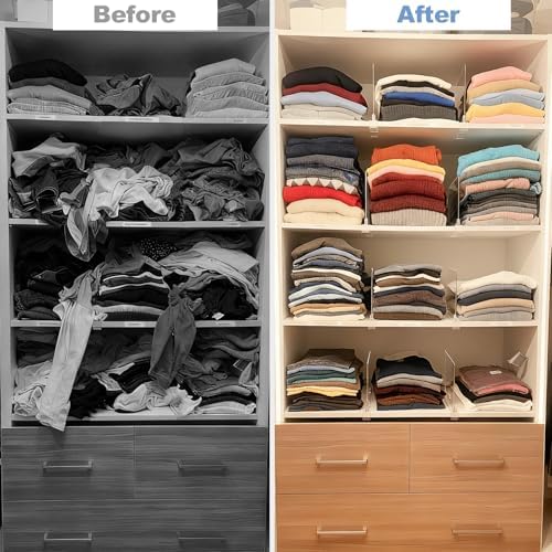 Purse Organizer for Closet Shelf Dividers: 11-inch Tall (Higher Version) Adjustable Clear Acrylic Bag Storage Organizer for Handbags, Sweaters, Towels, Jeans and Shoes on Wood Shelves 8-Pack - Image 5