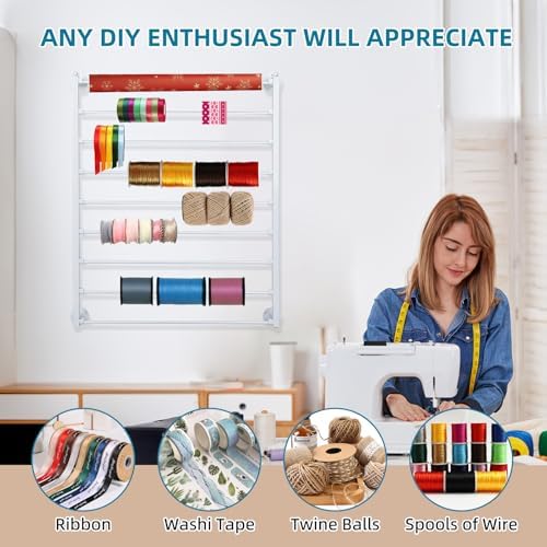 Xbsyhx 9 Tier Wall Mount Ribbon Organizer, Craft Room Storage Rack - Image 3