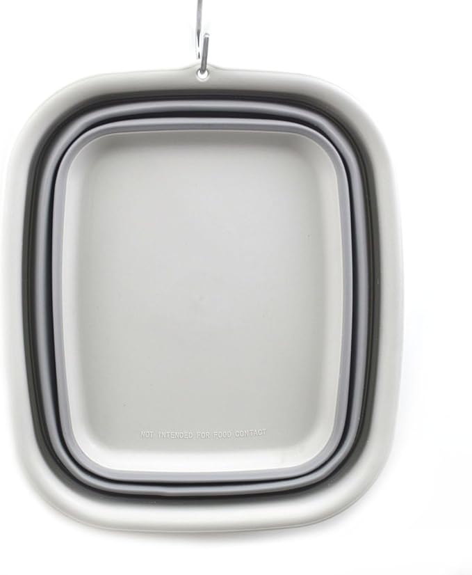 SAMMART 9.45L (2.5 Gallon) Collapsible Tub - Foldable Dish Tub - Portable Washing Basin - Space Saving Plastic Washtub (Grey, M)