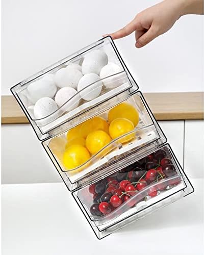 Diskary Fridge Organizer, Stackable Refrigerator Organizer Bins, Reusable Food Storage Containers, Fridge Drawer Organizer in Home Kitchen, Barbecue Shop, Restaurant, BPA-Free (2 Drawers, Large) - Image 5