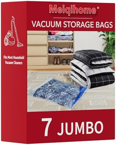 MEIQIHOME Vacuum Storage Bags, Space Saver Sealer Bags,Vacuum seal bags for clothing, Pillows, Comforters, Blankets, Bedding,Travel,7 Jumbo by MEIQIHOME