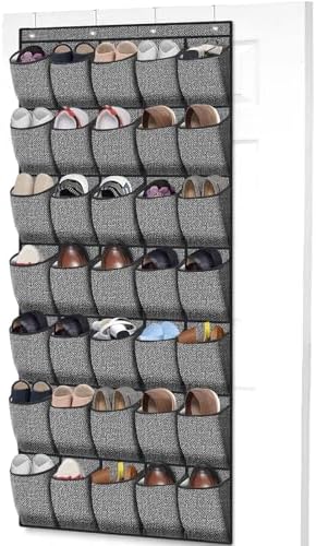homyfort 35 Pockets Over the Door Shoe Organizer, Hanging Door Shoe Rack for Closet, Large Shoe Storage Holder Zapateras Organizer for Shoes (Black) by homyfort