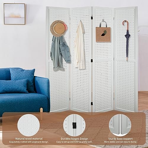 Pegboard Room Divider Freestanding Wood Room Partition Divider - Image 3