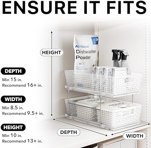 Simple Houseware 2 Tier Pull-Out Sliding Drawer Under Sink Storage, Clear - Image 6