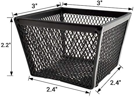 HAHIYO Stackable Paper Clip Mesh Holder cup 2.2" Height 2 Pack Black Sturdy PaperClip Holder Container for Desk Drawer Organizer Collection for Home Office School Soft Foam Feet No Sharp Edges - Image 2