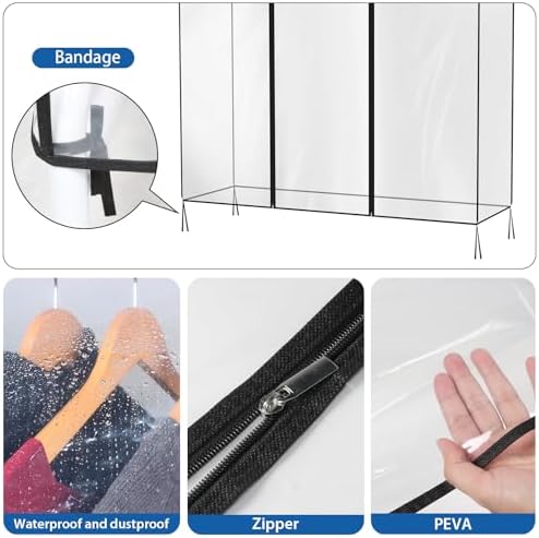 Zilink Clear Garment Rack Cover Transparent Clothes Rack Cover 50 in - Image 3