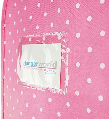 HANGERWORLD Single Pink Polka Dot Breathable Garment Coat Cover Bag-for All Clothes & Dresses-45" (114cm) - Image 5