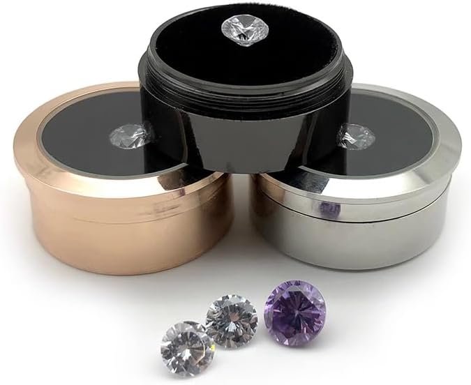 Small Loose Diamond or Gemstone Display Box Case Holder Show Container Metal (Gold- 1.3x0.5)