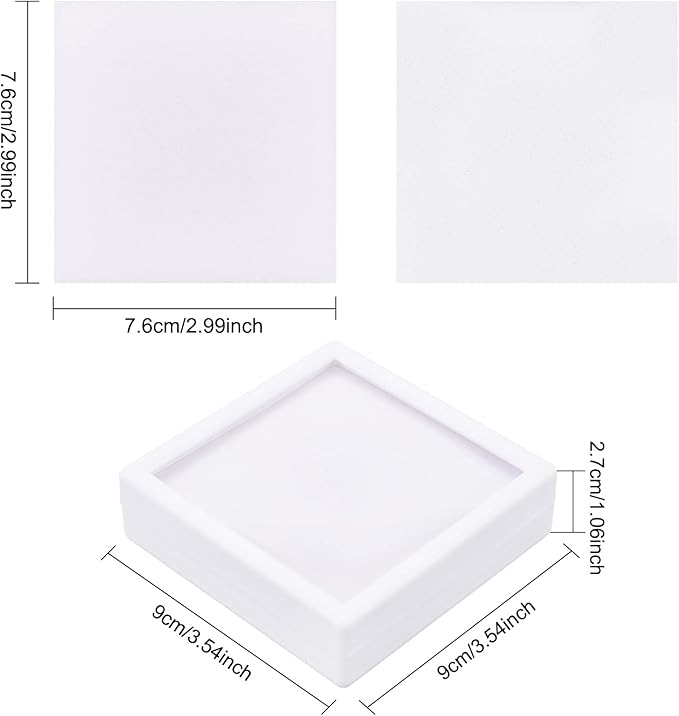 BENECREAT 6Pcs White Plastic Boxes with Sponge Inside Gift Boxes Clear Window Presentation 3.5"x3.5"x1" for Jewelry Birthday, Mother's Day Festival Gift Packing