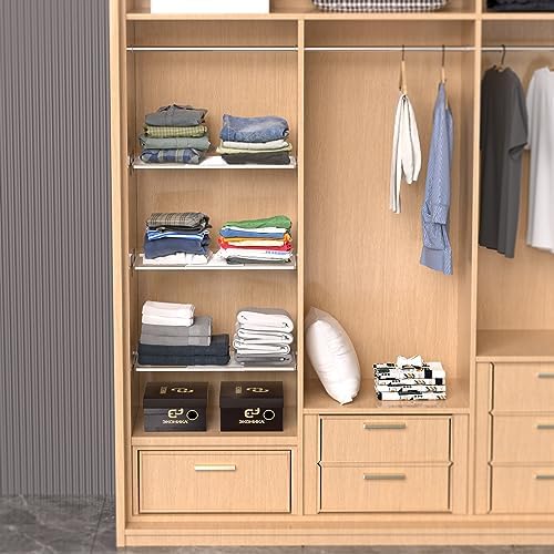 Closet Organizer Tension Shelves Expandable Cabinet Storage Shelving Rack Divider Wire Metal DIY Shelf Separator for Wardrobe Bathroom Cupboard Pantry Kitchen Cabinet, 3packs - Image 2