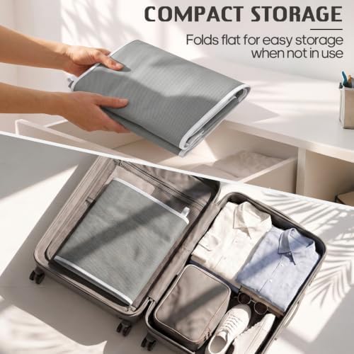 5-Shelf Hanging Closet Organizer, Trapezoid Closet Organizers and Storage with Side Pockets Space-Saving Hanging Clothes Shelves Fabric Storage Bins for Wardrobe Organization, Grey - Image 5