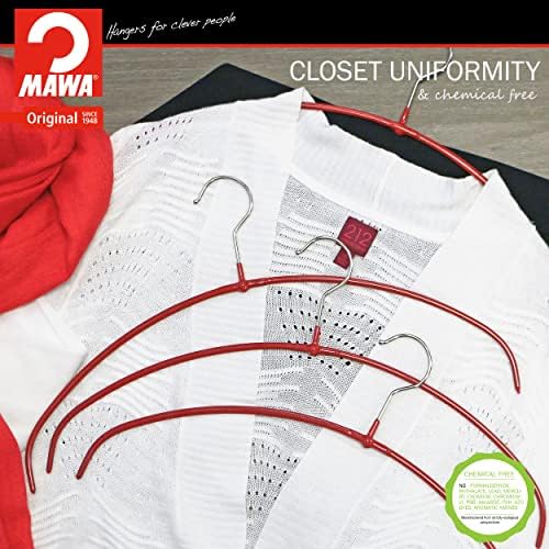 Mawa by Reston Lloyd, Euro Ultra-Thin Series, Non-Slip Space Saving Clothes Hanger, Style 40/PT for T-Shirts, Blouse, & Sun Dresses, Set of 4, Red - Image 5