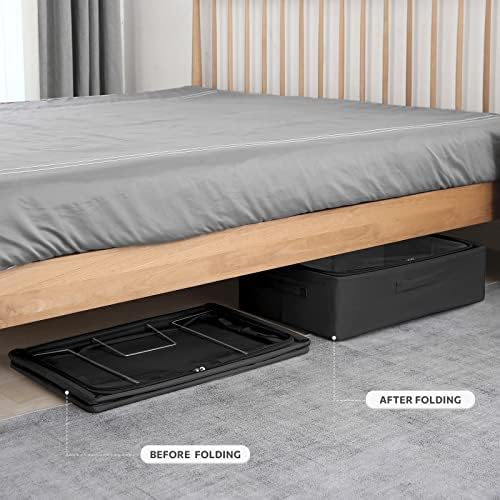 CYhom Under Bed Storage Bins Frame Storage Box Oxford Fabric Sturdy Underbed Container Foldable Stackable Large Capacity Clothes Organizer - Image 6