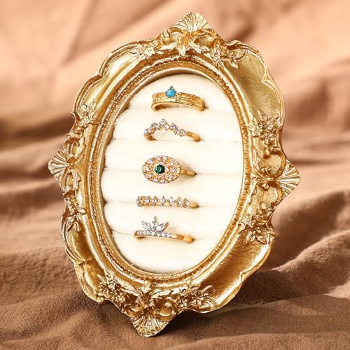 Liliaafar Vintage Ring Holder Oval Gold Ring Wedding Display by Unknown