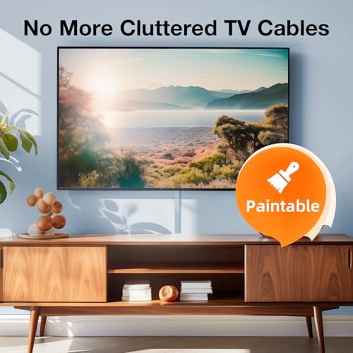 Delamu 56.7in Cord Hider, Wire Covers for 3-4 Cords on Wall, Premium Cable Hider Cord Covers for Wires, Paintable Cable Management Wire Hiders for TV, Cable Cover Raceway Kit, W1.18x H0.6in, White - Image 7
