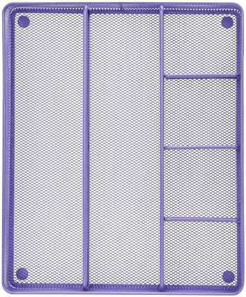 Annova Desk Top Organizer Tray for Office Organization - Metal Mesh - Storage Tray with Dividers for Pens, Desktop Accessories, Bathroom, Kitchen, Makeup and Office Supplies (Large, Purple) - Image 4