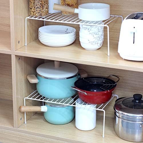 Kitchen Cabinet Shelf Organizer Set of 4, Medium (13 x 9.4 inch) Metal Wire Pantry Storage Shelves, Dish Plate Racks for Cabinets, Freezer, Counter, Cupboard Organizers and Storage, White - Image 7