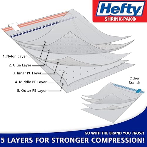 Hefty Shrink-Pak - 3 Extra Large Vacuum Storage Bags for Clothes, Pillows, Towels, or Blankets - Space Saver Vacuum Sealer Bags Ideal Under Bed Storage Solutions - Image 2