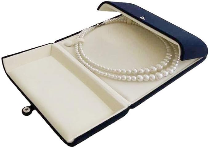 Velvet Jewelry Case for Pearl Necklace Large Velvet Necklace Stoarge Box for Pearl Strands Multi-strand Necklace Storage Box (Jewelry not included)
