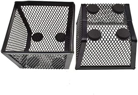 HAHIYO Stackable Paper Clip Mesh Holder cup 2.2" Height 2 Pack Black Sturdy PaperClip Holder Container for Desk Drawer Organizer Collection for Home Office School Soft Foam Feet No Sharp Edges - Image 3