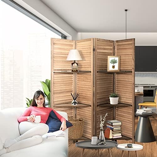 4 Panel Room Divider with Shelves - Image 6
