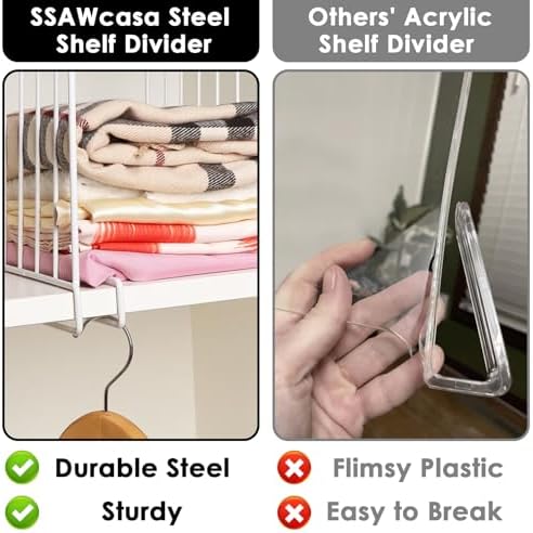 Shelf Dividers, 8 Pack Closet Organizers and Storage, Metal Closet Dividers Shelf Organizer for Wood Shelves, Linen Closet Organization Separators for Purse Handbag Sweater Clothes Wardrobe Cabinet - Image 3