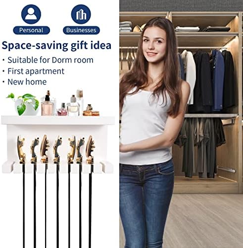 Yamahiko Belt Storage Organizer With Double Shelving Platform, Wall Mount Hanger Rack for Closet, Universal Holder for Men and Women, White - Image 6