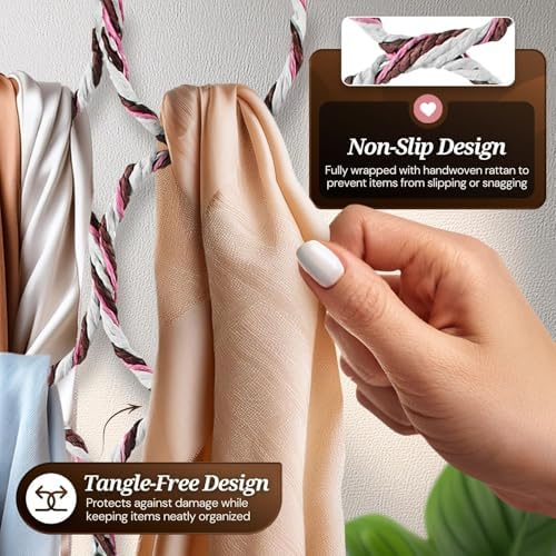 Flexzion Scarf Hanger, 28-Loop Closet Organizer, 1 Pack, Color May Vary - Image 6