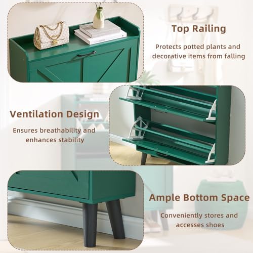 LEYAOYAO Shoe Cabinet Storage for Entryway with 2 Flip Drawers - Image 5