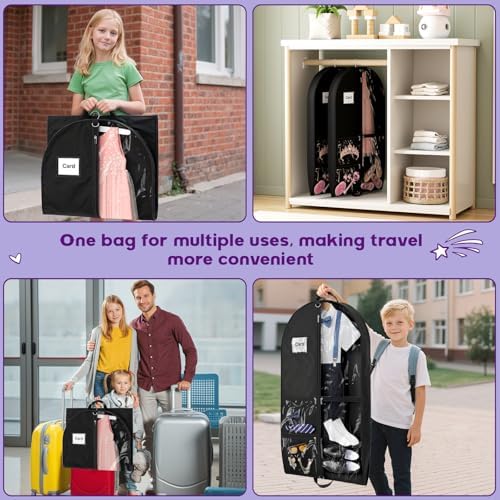 2Pack Dance Garment Bags for Dancers, 40" Garment Bags for Hanging Clothes with 3 Clear Zipper Pockets, Cheer Uniform Garment Bag for Suits, Travel & Sports Jersey, Cheer Uniform(Black, 2Pack 40") - Image 6