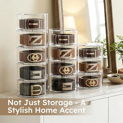 FEMELI Acrylic Belt Storage Organizer For Closet 3-Layer Stackable Belt Box - Image 6