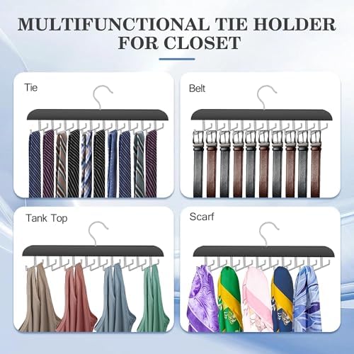 Tie Rack Hanger for Closet,1 Blet Organizer for Men with 20 Foldable Hooks - Image 4