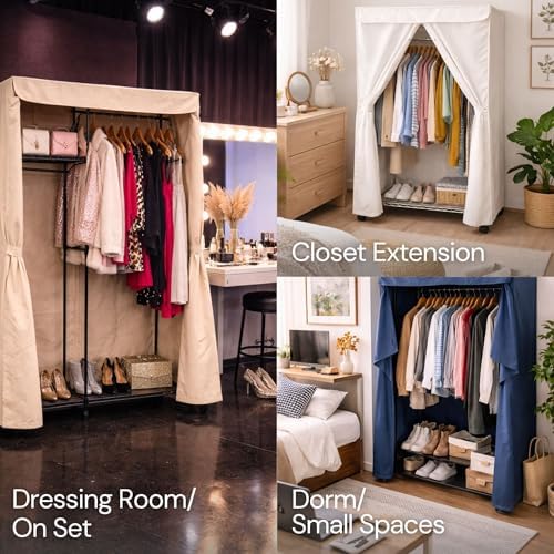 Formosa Covers Portable Garment Rolling Rack Cover - Protect Your Clothes from Dust Keep Your Room Looking Organized in Beige Khaki (Cover Only) (36" W x 18" D x 68" H) - Image 7