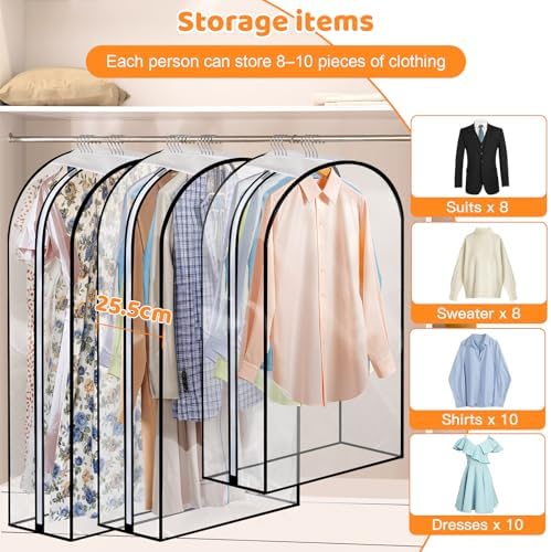 Dntorx 4 Pack Clear Garment Bags, 40/60 Inch, 10" Gusset, Side Zipper - Image 3
