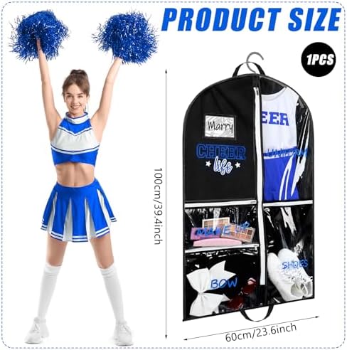 Blushtier 40" Cheer Uniform Garment Bag Cheerleading, Black,Blue - Image 2