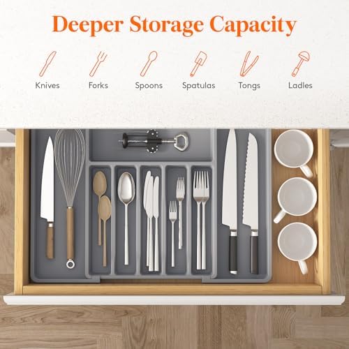 Lifewit Extra Large Silverware Drawer Organizer, Expandable Utensil Tray - Image 4