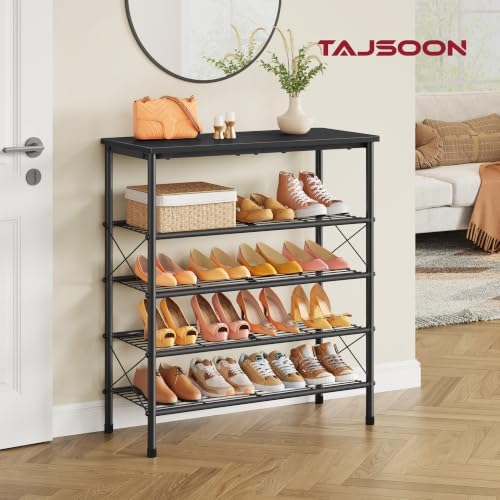 Tajsoon 5 Tier Shoe Rack Organizer for 16-20 Pairs of Shoes, Black - Image 4