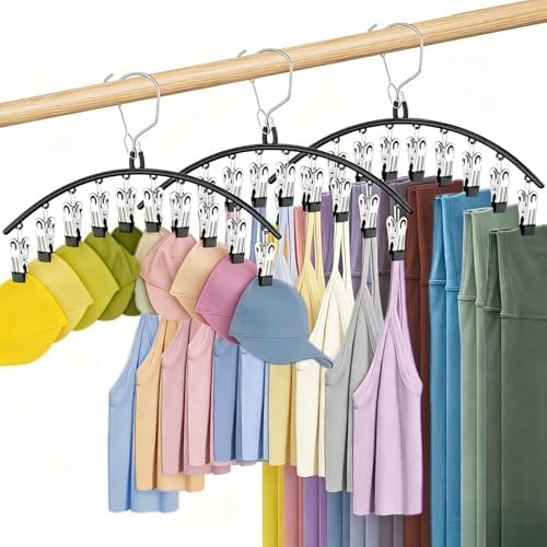 3 Pack Skirt Pants Hangers with Clips, Legging Organizer for Closet, Black by Besslly