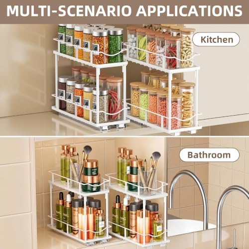 Bunoxea Pull Out Spice Rack 2 Pack,Slide Out Cabinet Spice Rack,White - Image 3