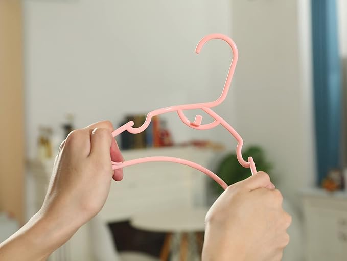 60pcs Pink Baby Nursery Closet Hangers,Non-Slip Laundry Infant Pant Hanger for Newborn Clothes,Stackable Hangers,Save Space Ultra-Thin Child Coat Hanger for Girl Boy Toddler Kids