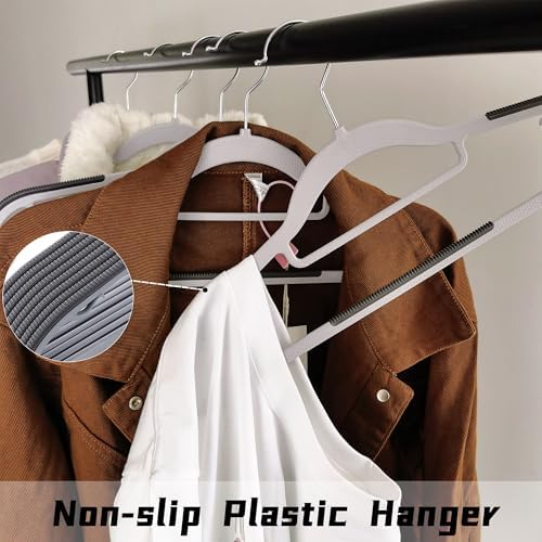 Plastic Clothes Hangers 50 Pack, Slim Space Saving Hangers with Anti-Slip Grip, 16.5 Inch Non Slip Coat Hangers with 360° Swivel Hooks for Shirts, Pants, Jackets & Closet Organization - Image 4