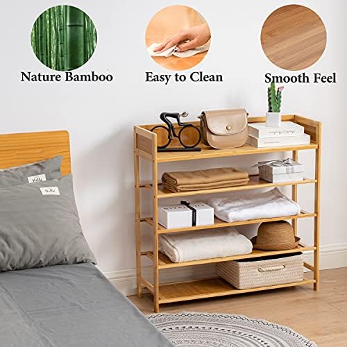 latifolia Shoe Rack, 5-Tier Bamboo Shoe Rack (Nature, 39.40''L) - Image 5