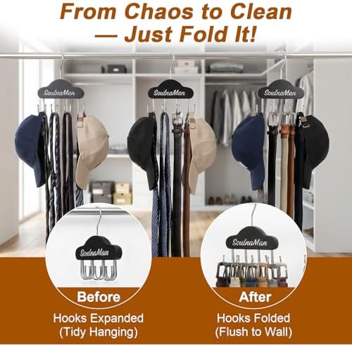 Belt Organizer, Tie Rack with 8 Hooks,Belt Hanger (Black,2 Pcs) - Image 5