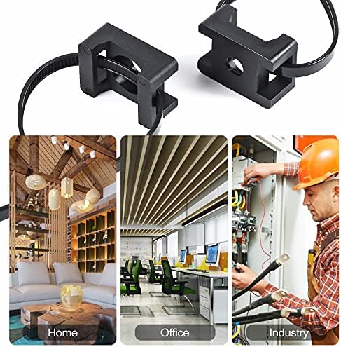 100 Pcs Cable Zip Tie Saddle Type Mounts Base with 8" Cable Ties Tapping Screw, Wire Cable Clips Organizer Holders Clamps Black - Image 5