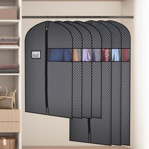 Univivi 60 Inch Lightweight Garment Bag for Hanging Clothes, 10 Pack, Black - Image 5