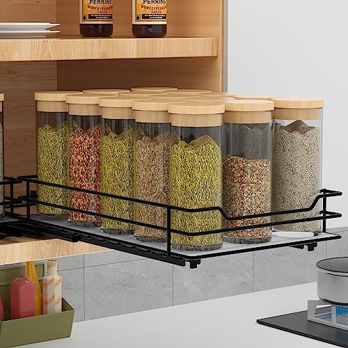 BOIVSHI Pull Out Spice Rack Organizer for Cabinet, Heavy Duty Slide Out Spice Rack Organizer for Kitchen Cabinets and Pantry, Fits Spices, Sauces, Canned Food (6.5''Wx10.5''Dx2.5''H) by BOIVSHI