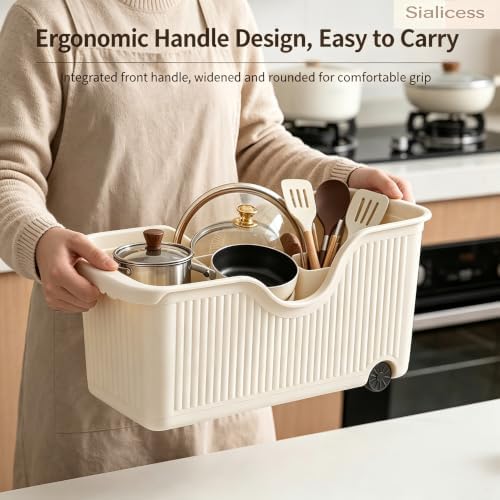 Extra Large Cream Rolling Under Sink Storage Bin with Wheels Slim 1pcs - Image 5