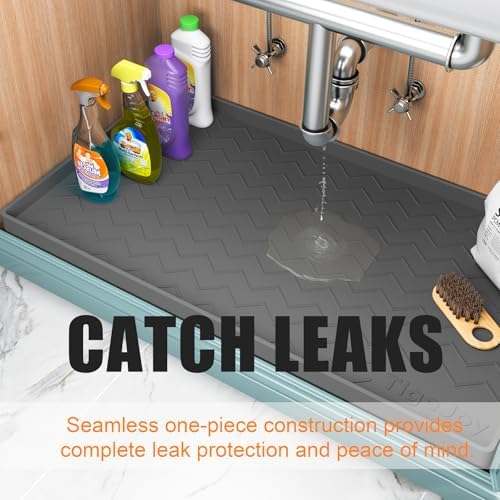 TigeJoy Under Sink Mats for Kitchen Waterproof 40" x 22", Cabinet Liner - Image 4