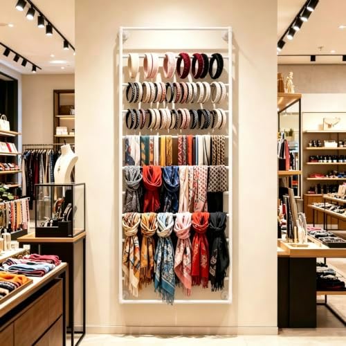 10 Tier Scarf Display Rack Tie Hijab Ribbon Organizer Gift Wrap Paper Holde - Image 3